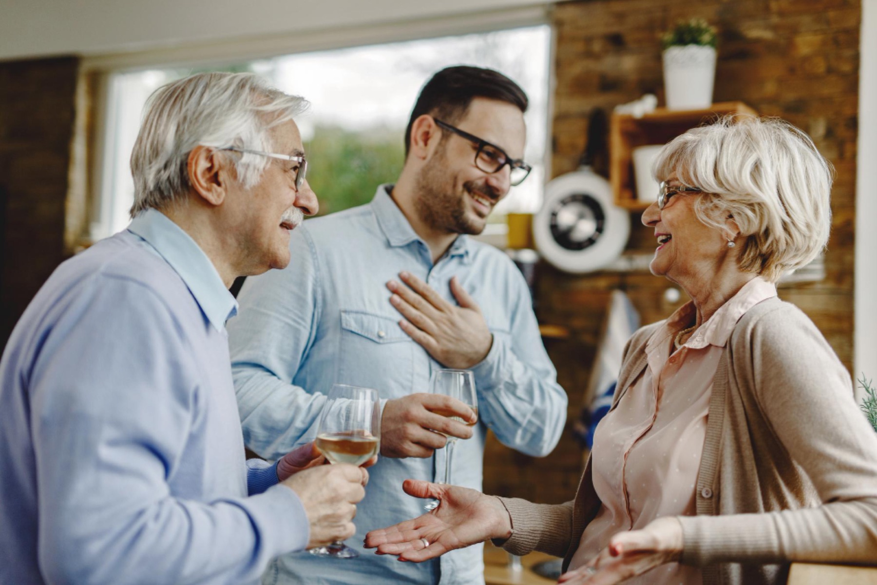 Mature adults enjoying a social gathering